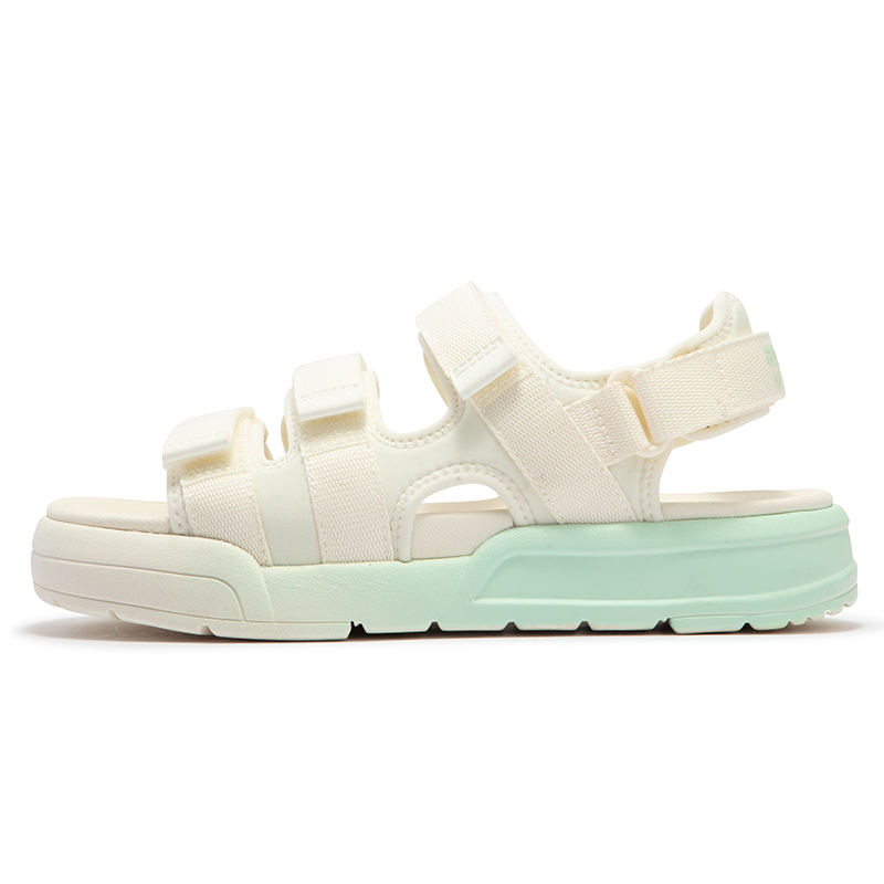 361°凉鞋女拖鞋运动鞋新款透气防滑魔术贴沙滩鞋外穿凉拖 羽毛白/清爽绿 37码