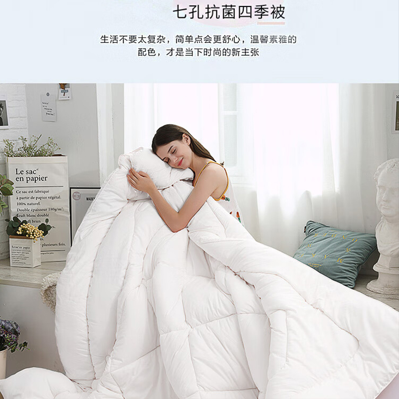水星家纺抗菌七孔纤维冬被子约4.1斤150*210cm白高清大图