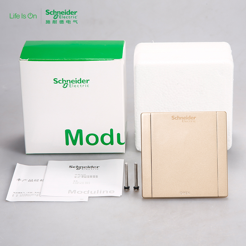 施耐德电气（Schneider Electric）地插 香槟金开启式五孔电源插座