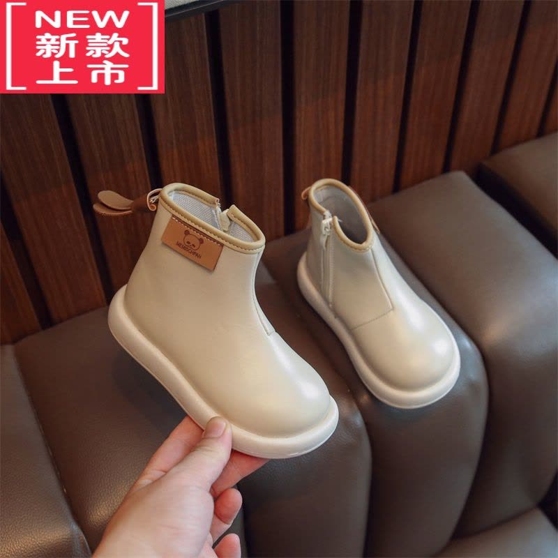 可莉允女童靴子春秋款儿童短靴女宝宝童鞋中小童马丁靴软底冬季加绒皮靴图片