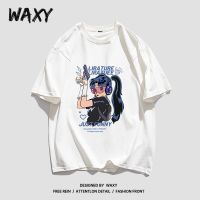 WAXY纯棉T恤女ins盐系美式hiphop短袖学生韩版宽松嘻哈潮流上衣服