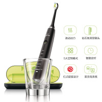 飞利浦(PHILIPS) 电动牙刷 成人声波震动钻石系列(自带刷头*2+充电旅行盒+充电玻璃杯) 黑钻HX9352/04