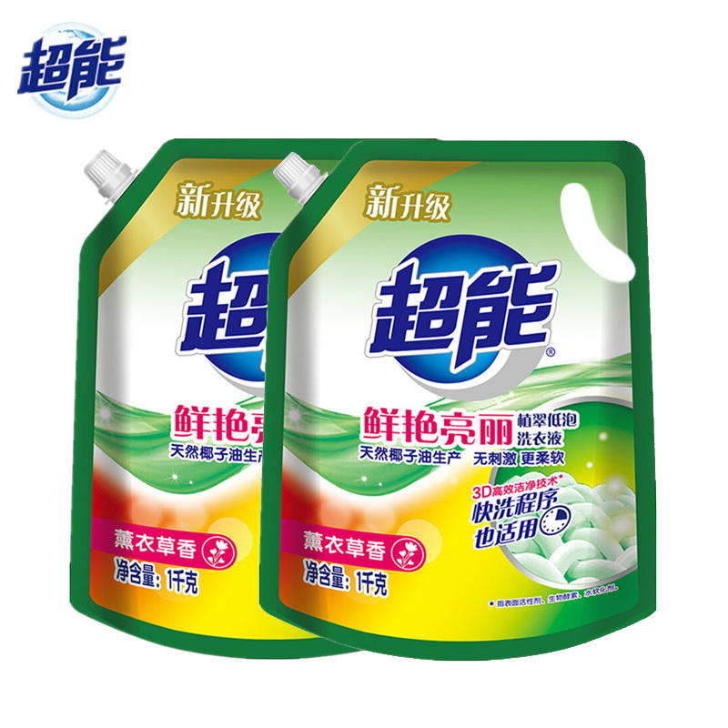 超能植翠洗衣液(鲜艳亮丽)1kg*2袋装
