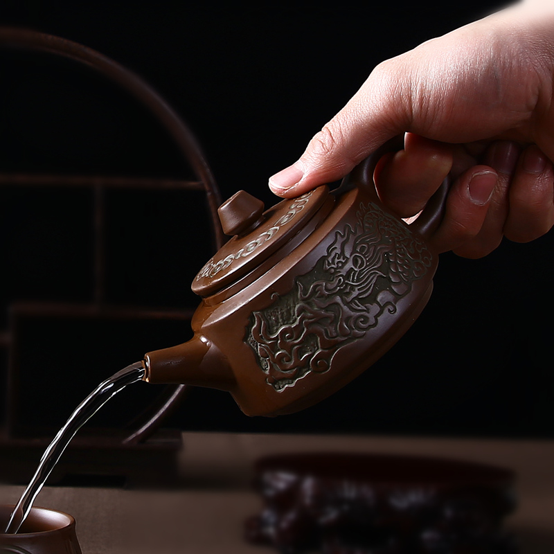 家柏饰(CORATED)紫砂壶仿青铜器功夫茶具陶瓷手工大茶壶茶杯单壶小号家用高清大图