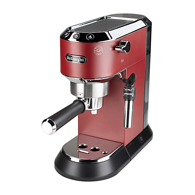 苏宁国际 德龙(delonghi)半自动咖啡机ec685r--红色专业泵压手动奶泡