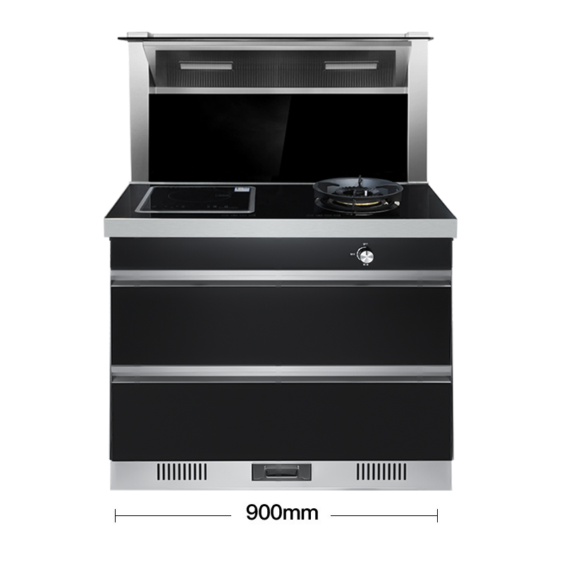 欧尼尔(OUNIER) LX6-DS 环保灶具侧吸一体式双电机自动清洗抽油烟机灶具消毒柜22立方 气电两用液化气集成灶高清大图