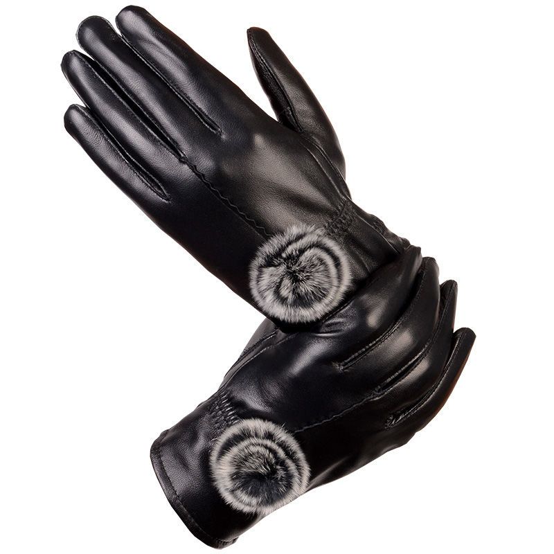 真皮手套男触屏冬季加绒加厚保暖女士羊皮骑行户外开车薄款皮手套触屏