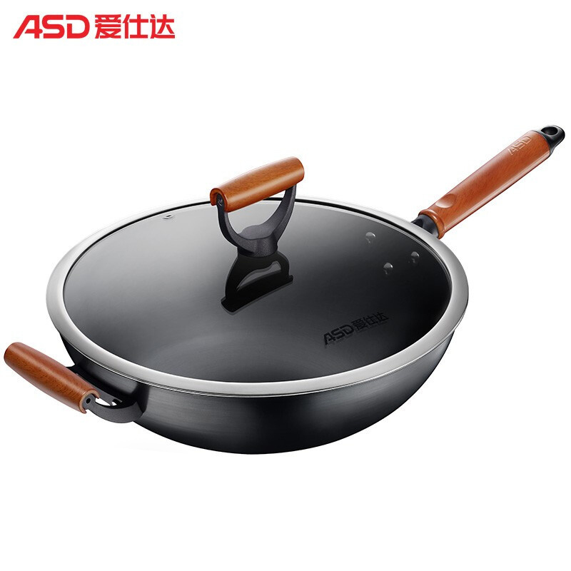 爱仕达(asd)铁锅圆底无涂层三层铁轻量锅32cm cf32f4q