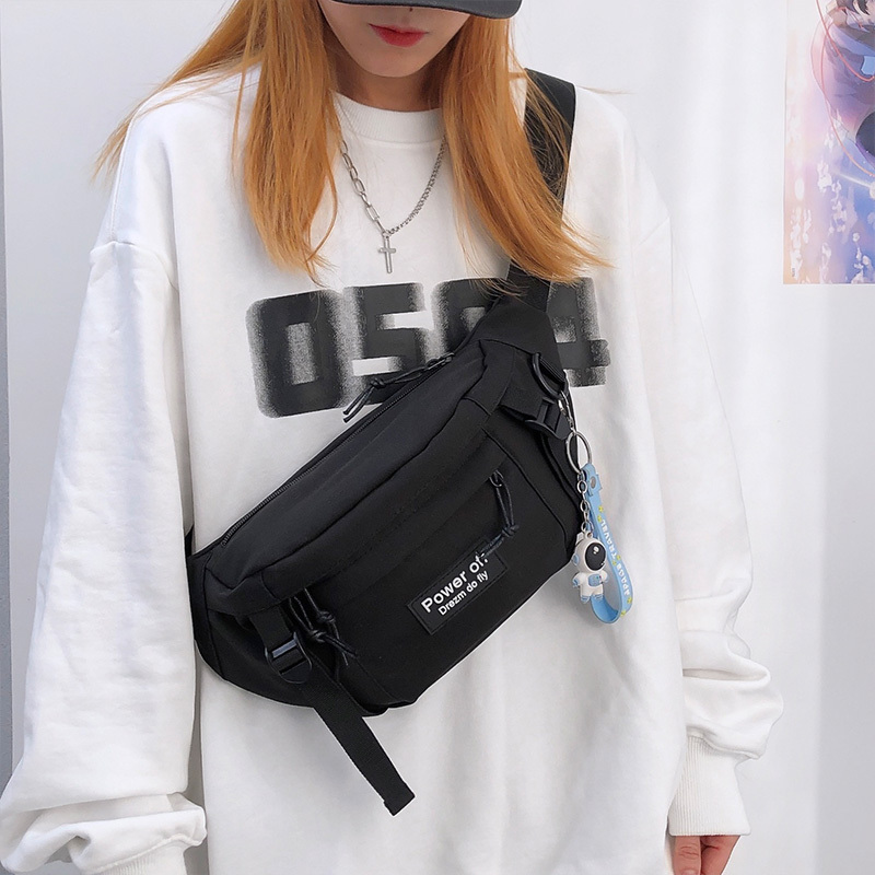 韩国ins复古百搭简约胸包女原宿日系暗黑风运动腰包男休闲斜挎包