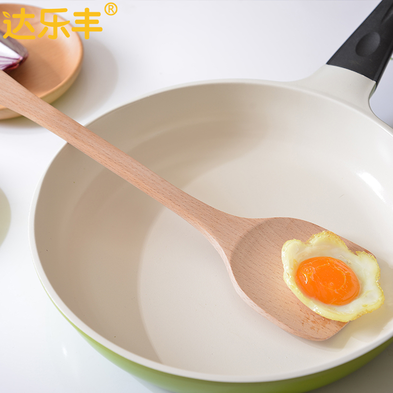 达乐丰 铲类(木质) 39CM长 榉木 木铲子 不粘锅专用无漆铲 长柄炒菜铲子 实木锅铲厨房用具
