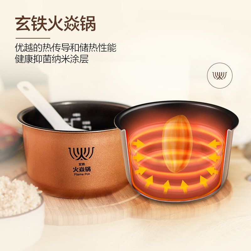 飞利浦(PHILIPS)电饭煲电饭锅智能预约 HD3081/00触摸操控家用2L迷你智芯IH电磁加热玄铁火焱锅五谷杂粮煲
