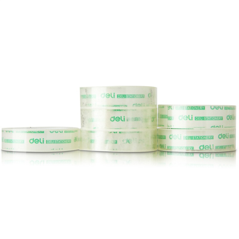 得力(deli)透明高粘文具胶带/小胶带 12mm*18m 6卷/筒装 30029