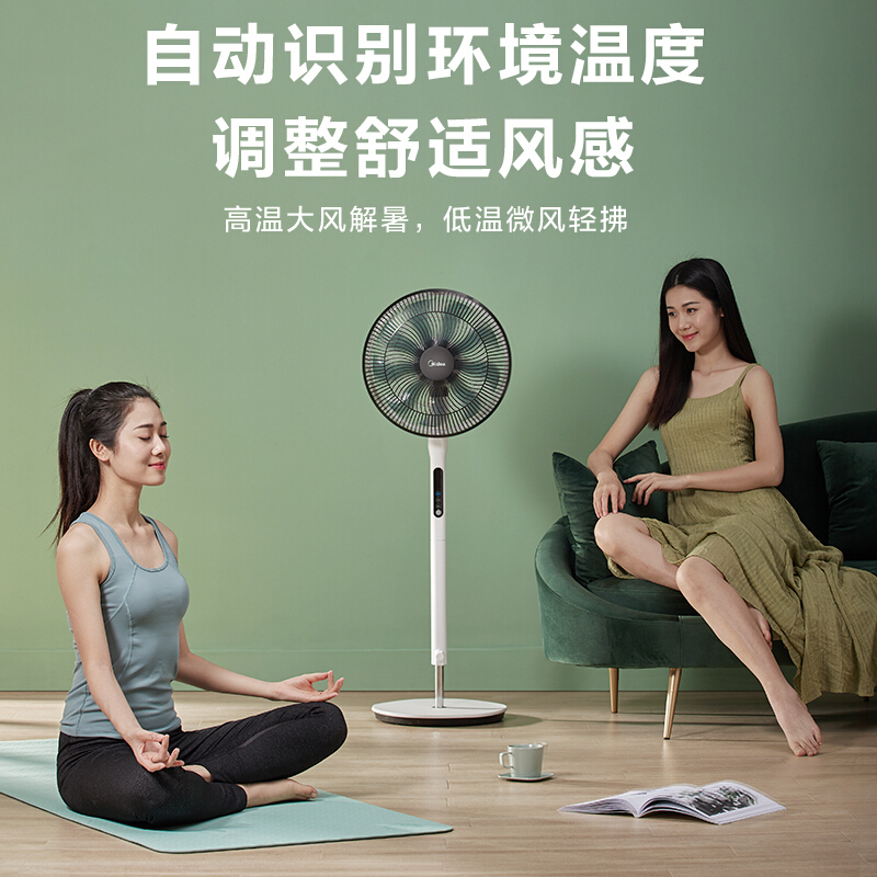 美的(Midea)家用风扇美的SDD35PE落地扇风随温变九叶大风量电风扇直流变频智能遥控家用定时风扇