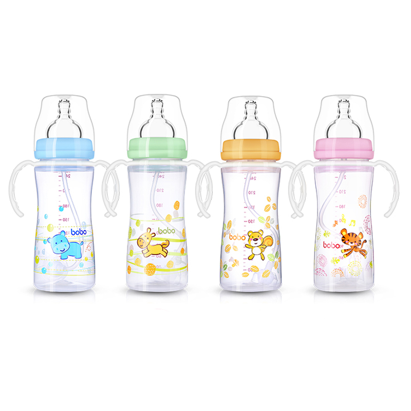 乐儿宝(bobo)婴幼儿PP宽口径奶瓶260ML(蓝色)适用年龄12月以上高清大图