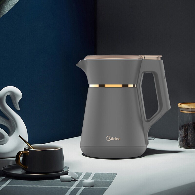 美的(Midea)MK-SH15P509快速电热水壶U型壶嘴轻触按键烧水壶温度显示四段控温304不锈钢双层防烫