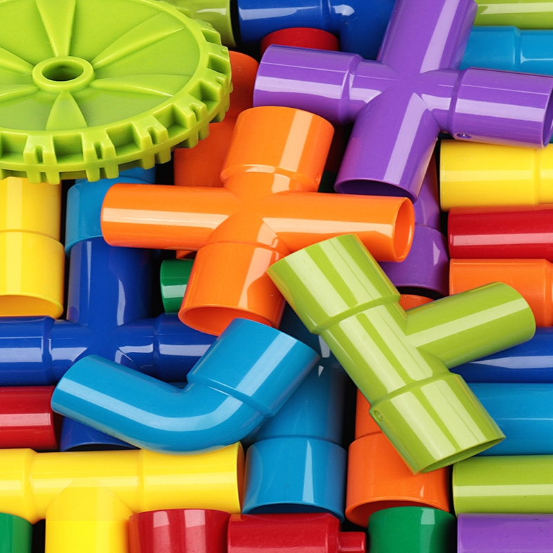 智扣水管道积木儿童拼插3岁宝宝2拼接拼装4男孩女孩6男童智力益智玩具