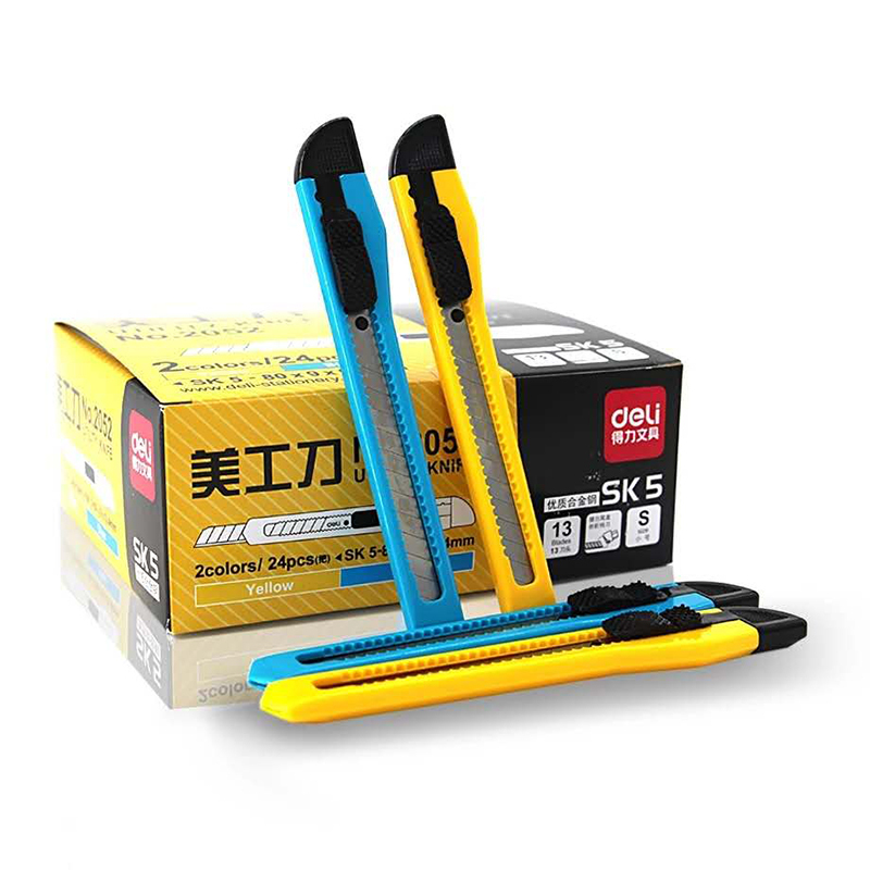 得力小号塑料壳裁纸美工刀(0.4*9*80mm/混色)2052(4把装)