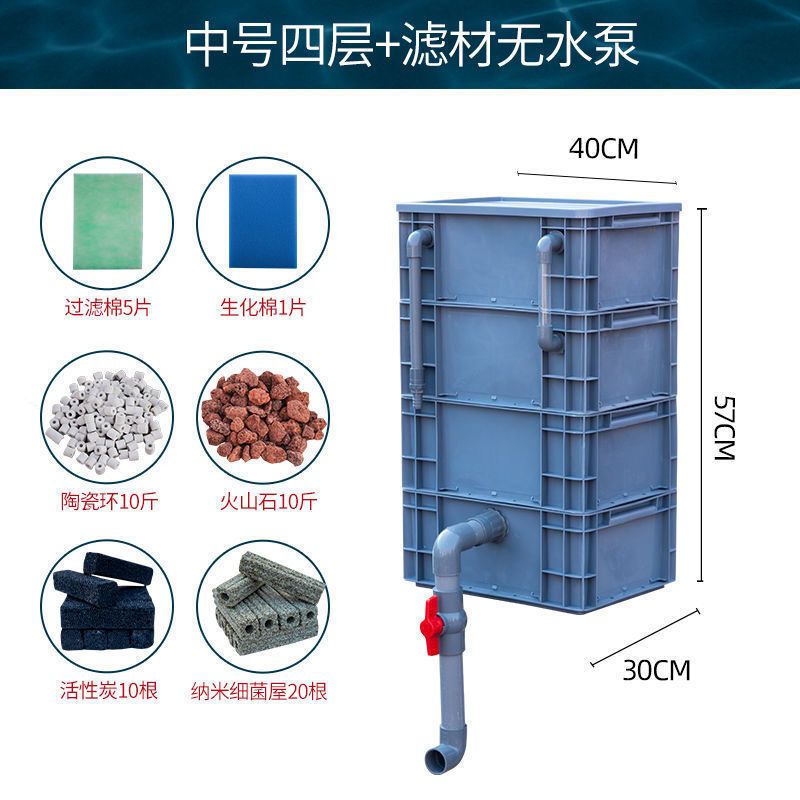 鱼缸鱼池过滤箱周转箱过滤家用水循环系统锦鲤上过滤自制滴流盒