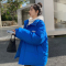 克莱因蓝羽绒棉服女短款2024新款宽松面包服学院风冬季棉衣外套
