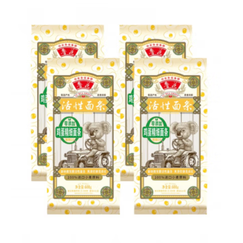 鲁花考拉系列 精细鸡蛋面条600gx4