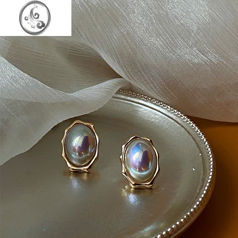 jimi马贝珍珠耳钉女银银轻奢高级感耳环法式复古港风气质耳坠小众耳饰