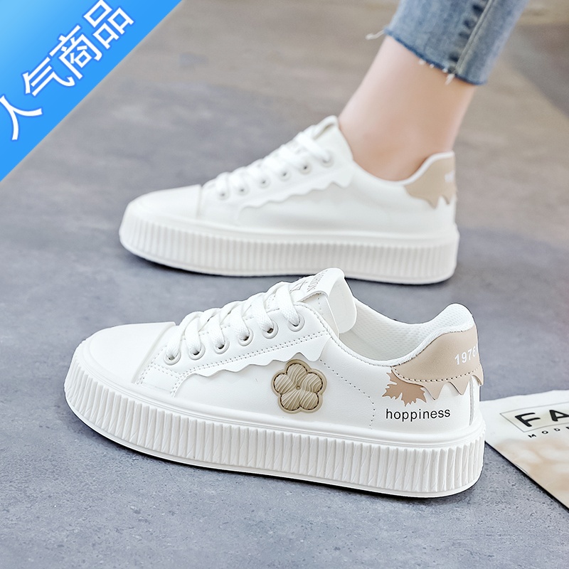 SUNTEK小白鞋女鞋2023夏季新款春秋百搭ins潮小众运动休闲厚底板鞋单2高清大图