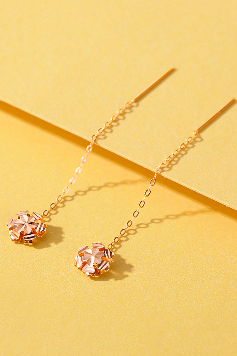 佰色传情18k金耳线女耳钉彩金玫瑰金au750黄金耳饰耳坠 bke121