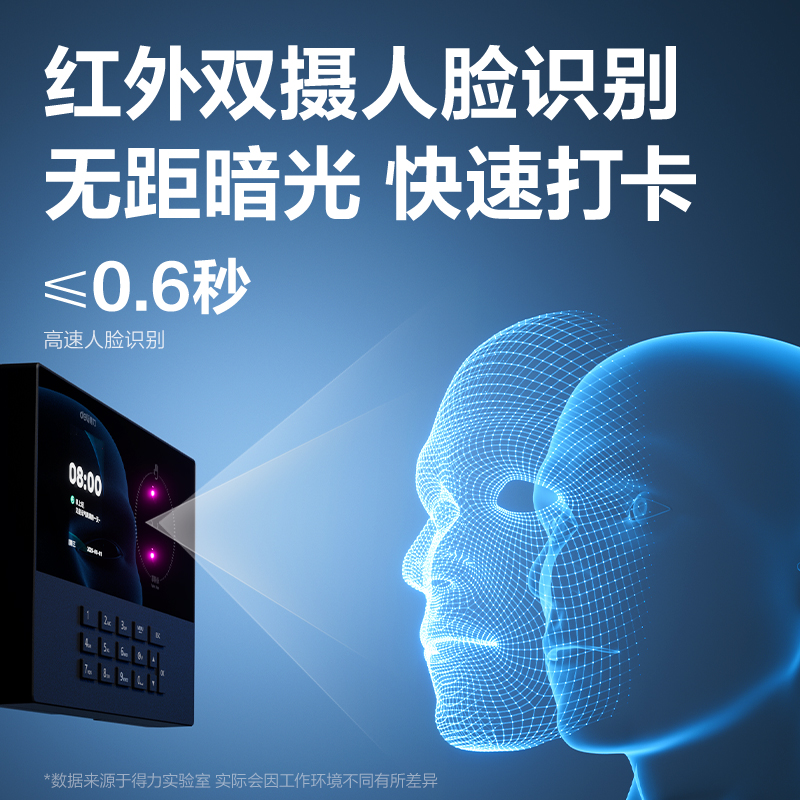 得力考勤机 打卡机掌静脉+人脸红外识别考勤机 wifil联网 远程在线管理实时查看 黑色AH21C高清大图