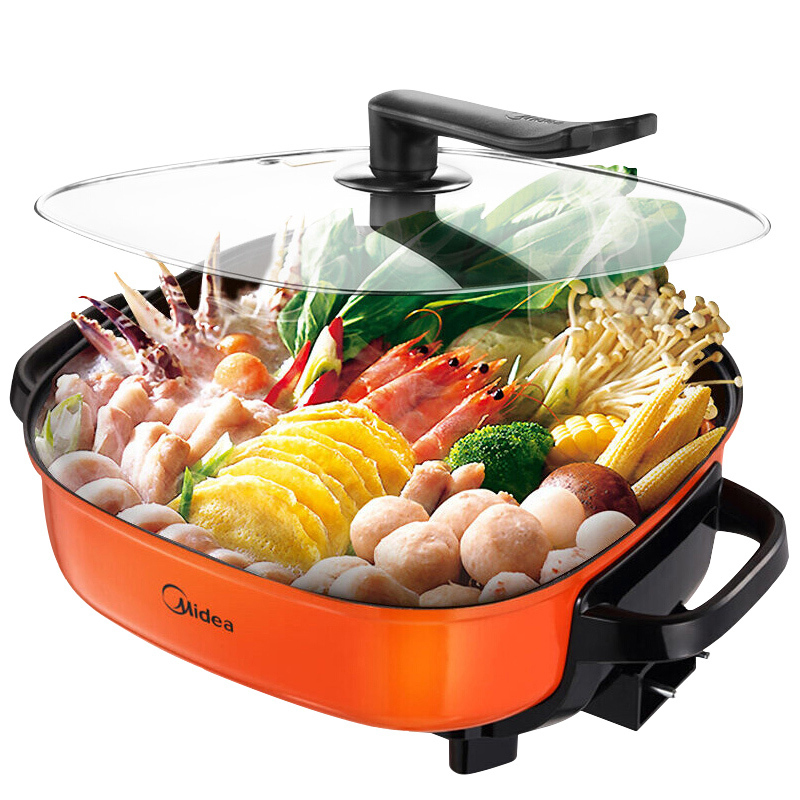 美的(Midea)电火锅MC-LHN30A家用多功能6L电煮锅电热锅电炒锅 双环聚能加热