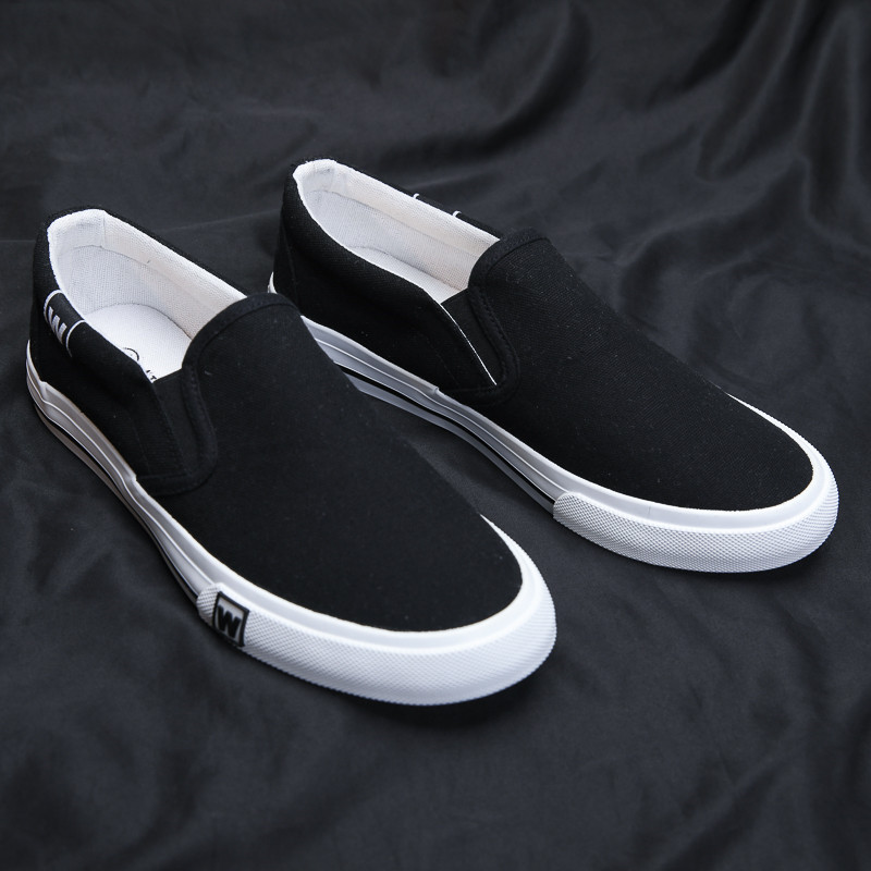 苏芈老北京布鞋男款新款一脚蹬黑色帆布鞋男士休闲板鞋透气平底鞋子男