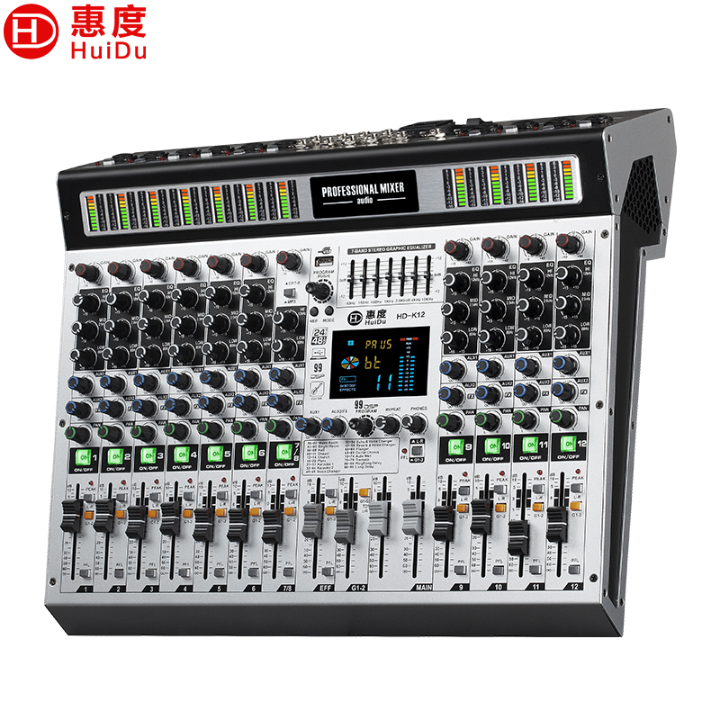 惠度(HuiDu)HD-K12Y专业多路调音台带DSP效果舞台演出婚庆活动视频会议录音模拟调音台(银色)高清大图