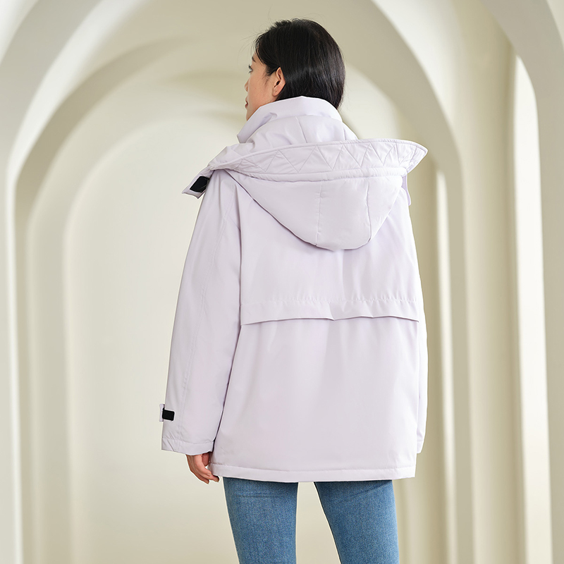 坦博尔新款工装羽绒服女时尚大口袋保暖休闲外套TW216322