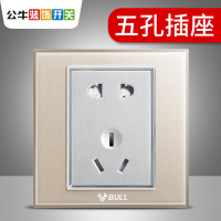 bull公牛开关插座86型G22香槟金五孔插座空调单开双控电脑墙壁其他钢化玻璃电源插座面板