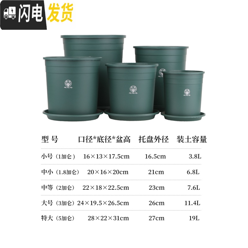 三维工匠加仑盆二代加厚塑料树脂多肉绿萝家用阳台种花月季盆栽控根大花盆 [3个装]绿色(单花盆) 小花盆容器高清大图