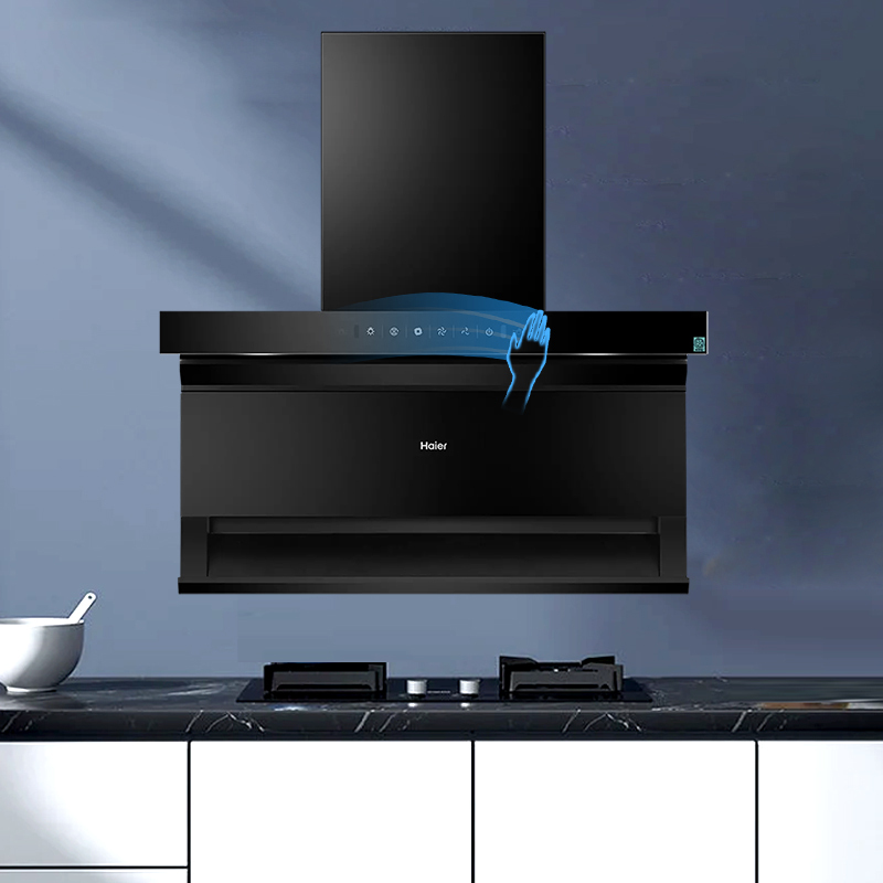 [免清洗]海尔(Haier)抽油烟机22m³爆炒大吸力顶侧三吸EC717+Q2BE52天+12D11天然气烟灶热套装