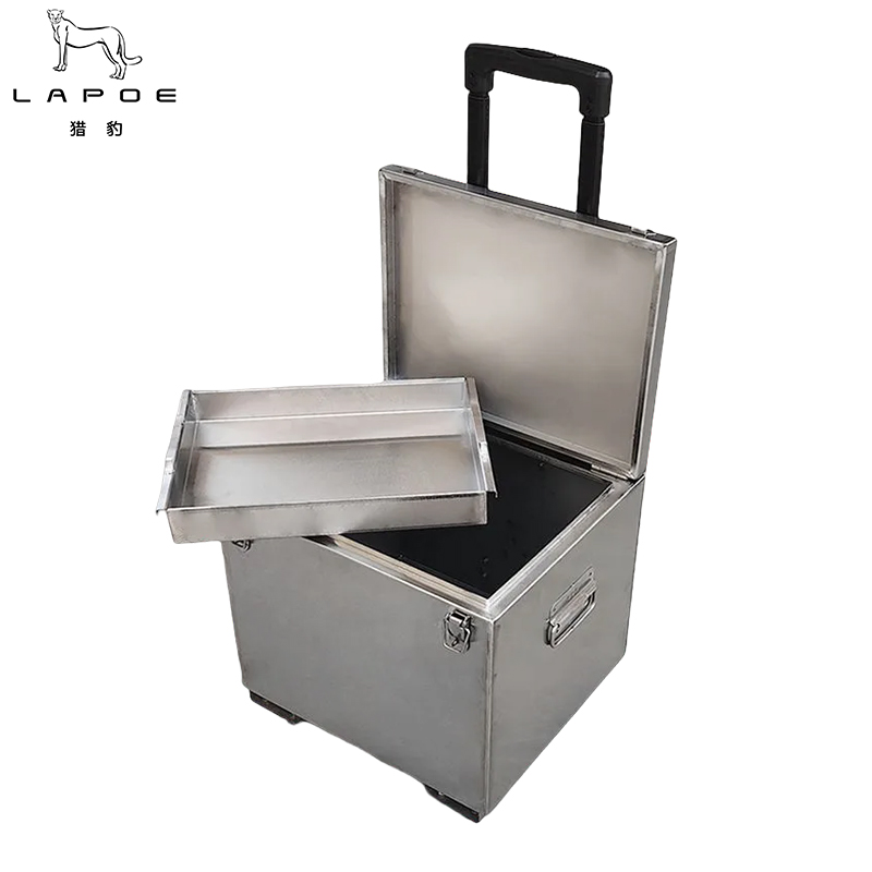 猎豹 不锈钢拉杆工具箱中号双层工具箱50x35x35cm/个高清大图