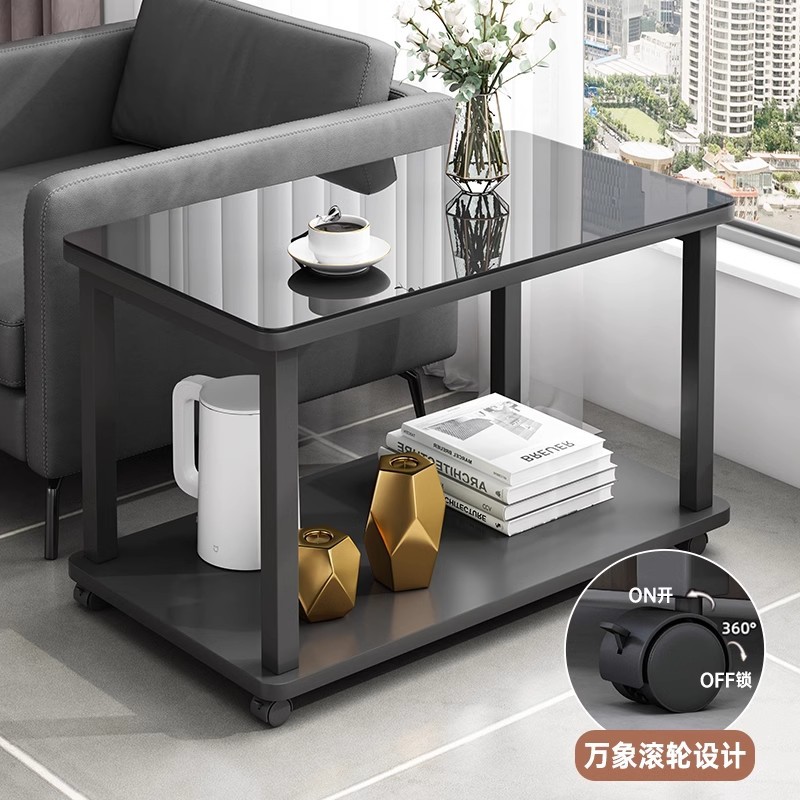 茶几沙发边几客厅家用小户型移动小桌子简约现代钢化玻璃阳台茶桌高清大图
