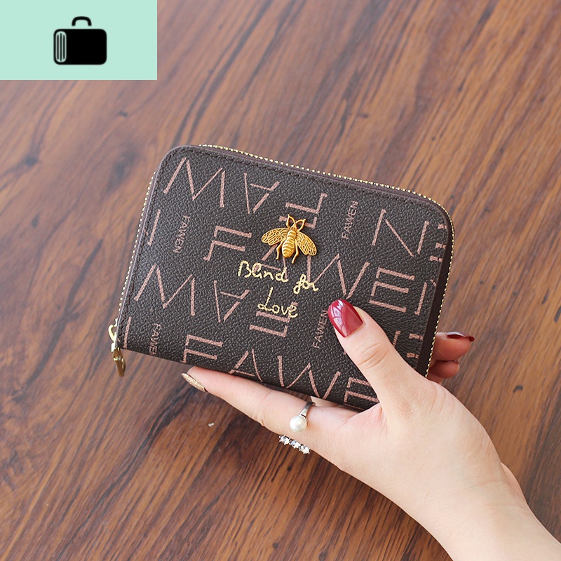 大容量名片卡包女小巧精致高档超薄带拉链防消磁24卡位多卡位放卡NEW LAKE女士钱包/卡包 咖色（24卡位）