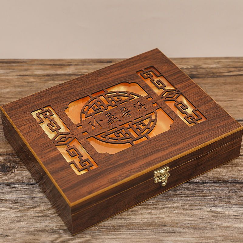 特价普洱茶高档礼盒茶叶包装盒茶饼空盒镂空珍藏普洱单饼木盒批发