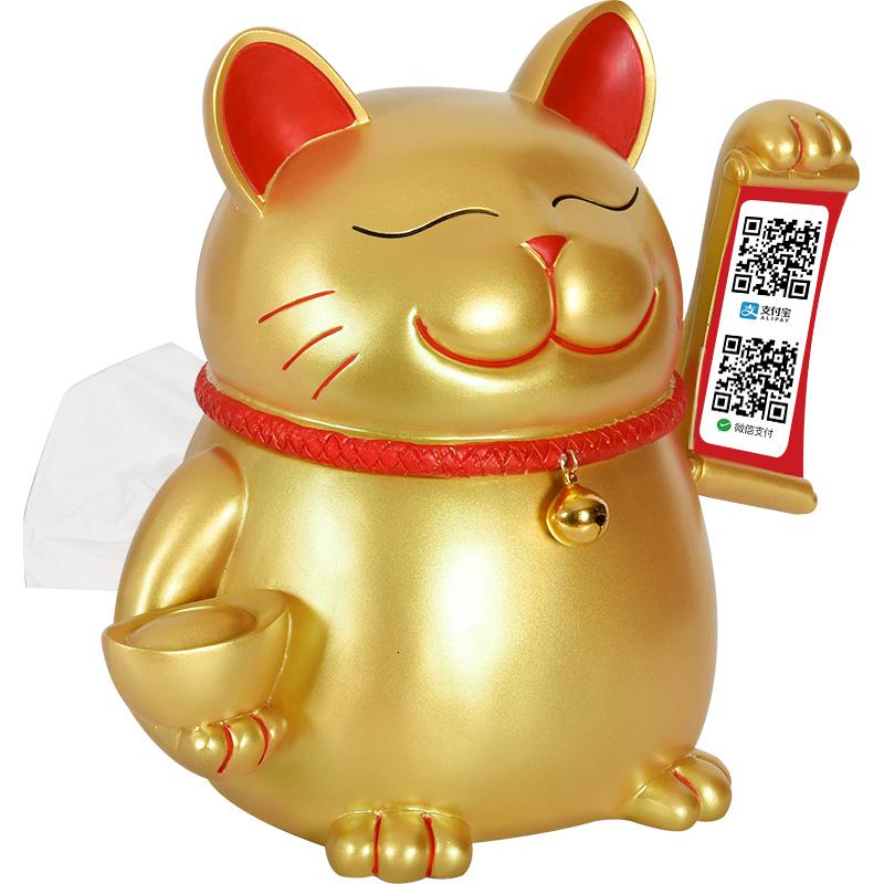 美帮汇创意猫二维码摆件收银台店铺开店送礼发财猫装饰摆设开业礼品高清大图