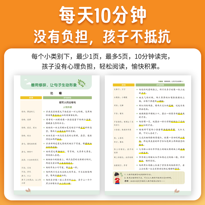 每天10分钟积累好词好句好段 小学通用 [正版]每天10分钟积累好词好句好段大全小学生好开头好结尾基础知识专项训练作文素