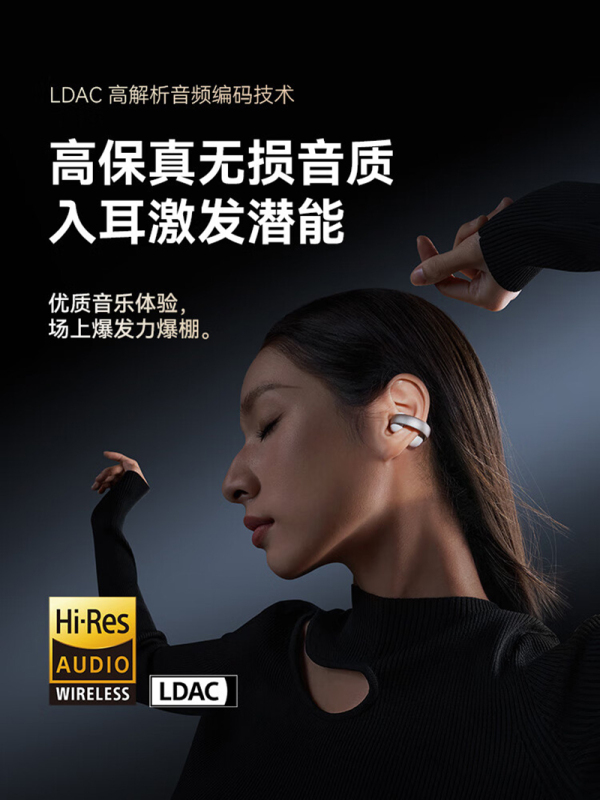 声阔 AeroClip(A3388)无线开放式运动跑步蓝牙耳机 耳夹式 (单位:个) 白色高清大图