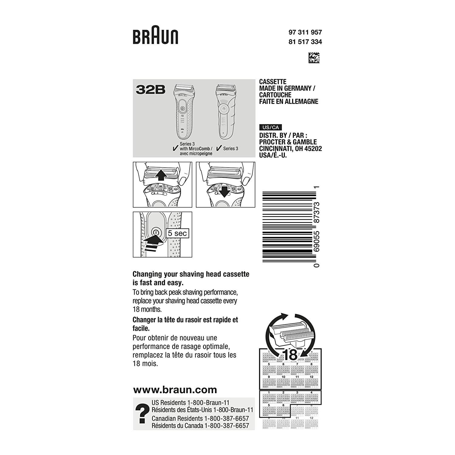 博朗(Braun)刀头网膜 电动剃须刀刀头配件刀网 适配3系 32B高清大图