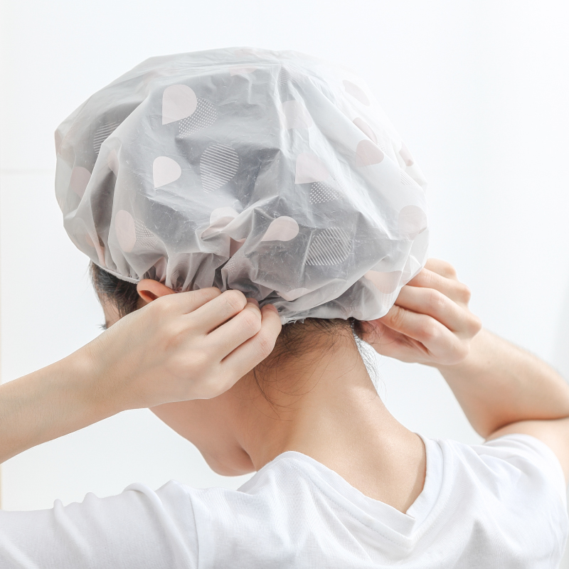 防水浴帽成人沐浴帽女款女士沐浴洗澡头套防尘厨房炒菜防油烟帽子 三维工匠 杏色4只装高清大图