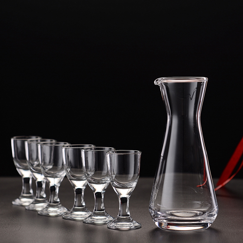 青苹果玻璃白酒杯分酒器酒具套装12件套分酒器*6白酒杯*6礼盒装