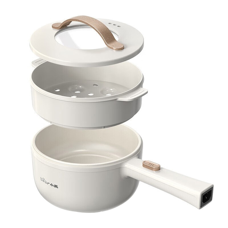 小熊Y电热锅电煮锅1.6L多功能火锅煮面锅电炒锅配蒸笼DRG-E15F2