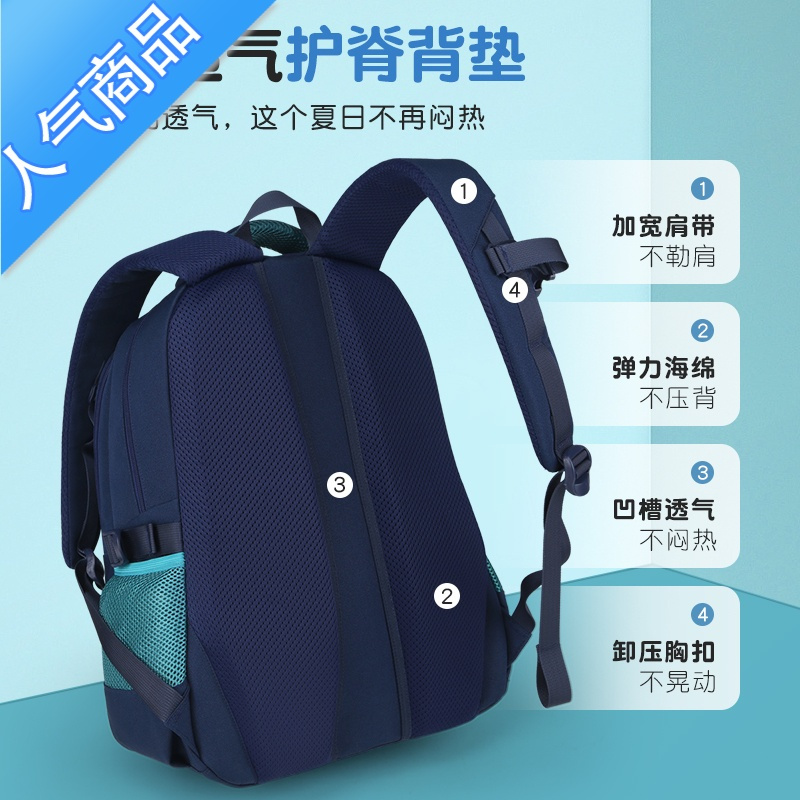 封后爱迪生书包小学生男孩一二三到六年级大容量双肩包初中生减负背包学生书包