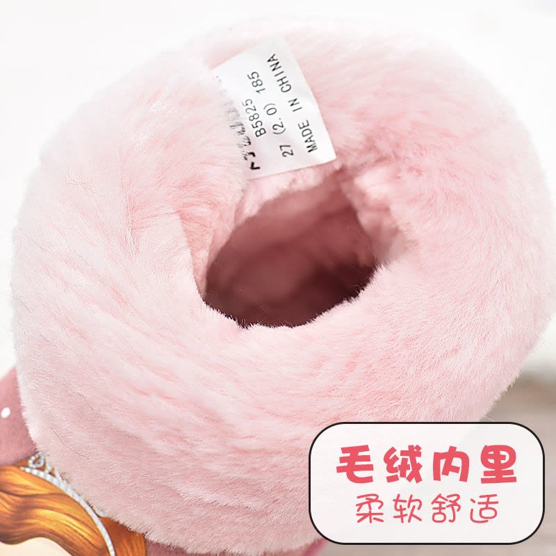 儿童雪地靴2018冬新款女童中筒靴卡通公主靴宝宝靴子女孩保暖棉靴图片