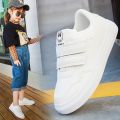 儿童小白鞋女童网鞋男童板鞋新款中大童透气白色小学生休闲运动鞋 26码15.5cm 白色皮面笑脸款