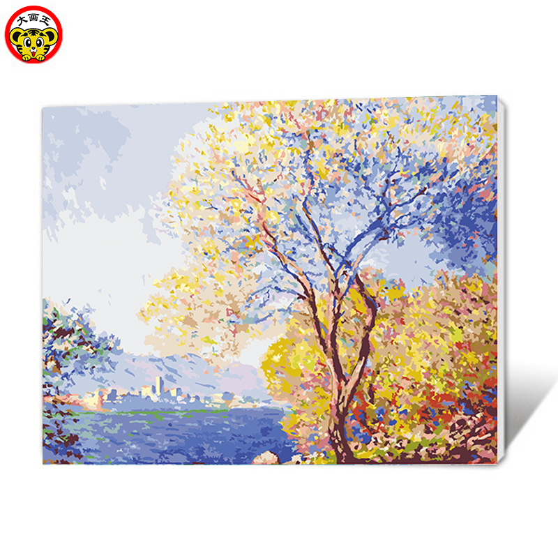 大画王装饰用品 礼品大画王莫奈睡莲荷花野罂粟花田印象名画diy数字油彩画客厅名画礼物文化2121昂蒂布早晨40 50厘米绷布松木内框 价格图片品牌